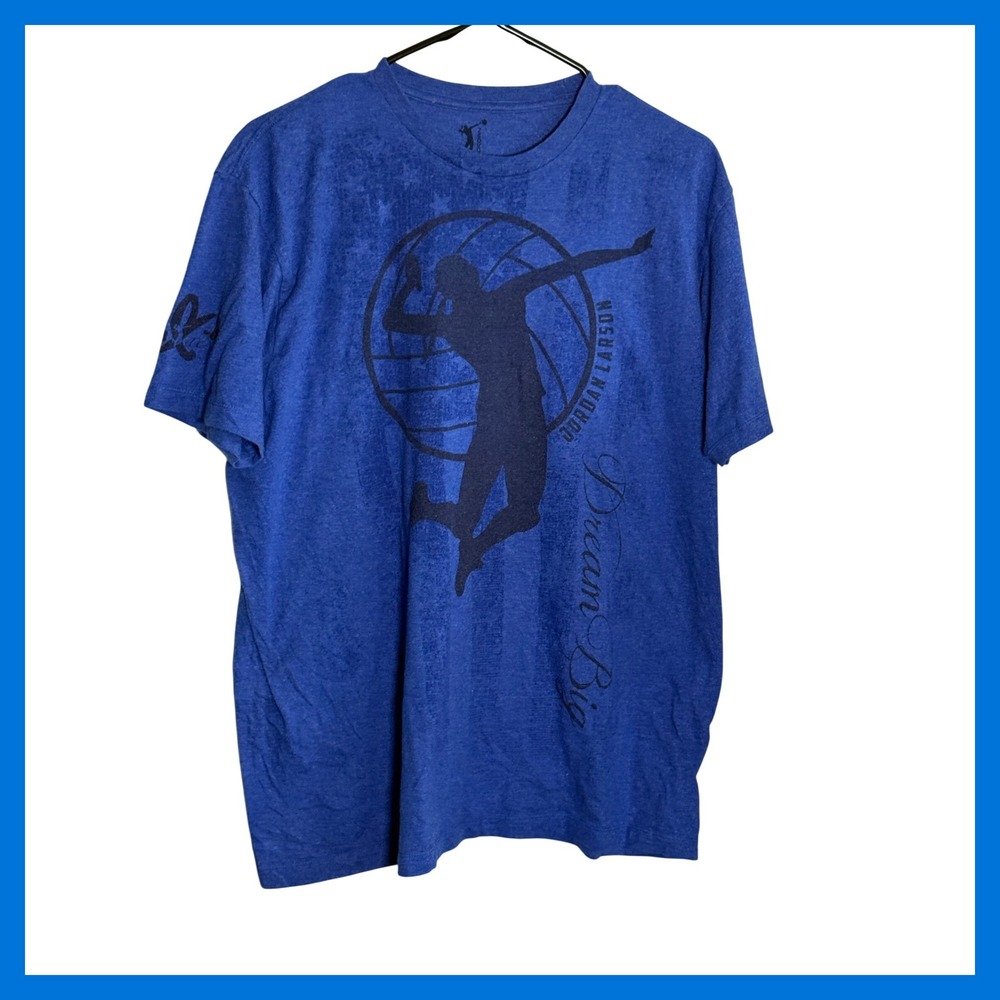 Jordan Larson Dream Big USA Volleyball Graphic T-Shirt Blue Heather Medium
